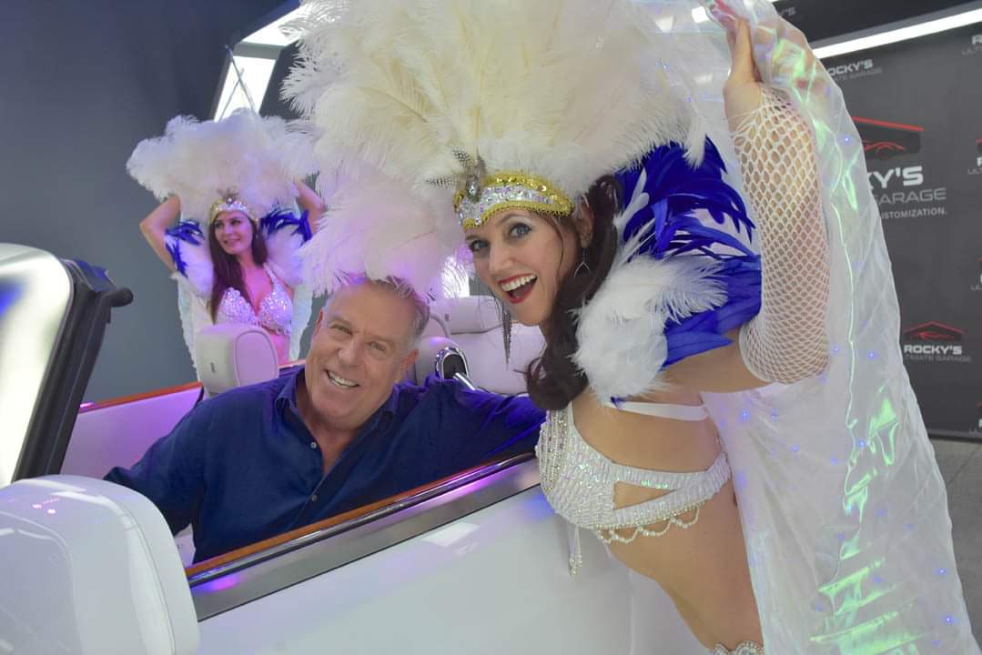 Vegas Showgirls and Rolls Royce at Rocky’s Ultimate Garage